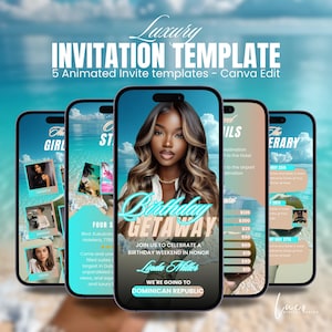 Digital Birthday Weekend Invitation, Digital Dominican Republic Birthday Girl Trip Invite, Bday Itinerary, Canva Editable Template Flyer DIY