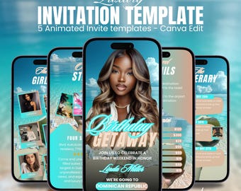 Digital Birthday Weekend Invitation, Digital Dominican Republic Birthday Girl Trip Invite, Bday Itinerary, Canva Editable Template Flyer DIY