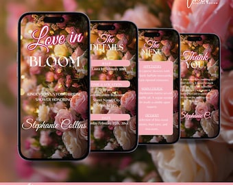 Digital Love In Bloom Bridal Shower Invitation Floral Bridal Shower Invite Wildflower Bridal Shower Invite Boho Floral Bridal Shower