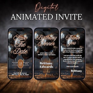 Birthday Dinner invitation, Digital Dinner invitation template, Dinner animated invitation, Editable birthday template, Dinner party invite
