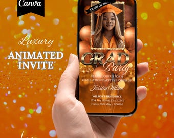 Digital Graduation Party Invitation, Animated Gold College Announcement Invite, She Did It High School Evite, Self Editable Template eCard