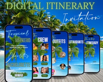 Destin Bachelorette Itinerary Template For Mobile, Weekend Itinerary, Digital Invitation, Bachelorette Weekend, Itinerary Planner Template