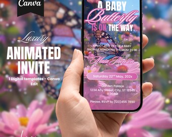 Butterfly Baby Shower Invitation, Purple Butterfly Invitation Template, Butterfly Baby Shower Invitation Girl, Butterflies and Flowers Pink