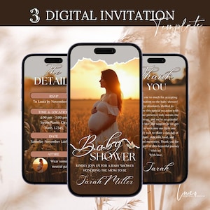 Brown Baby Shower, Boho Baby Shower Invitation, Gender Neutral Baby Shower, Animated Baby Shower Invite, Digital Evite, Baby Shower Video