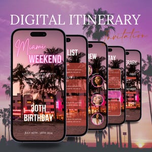 Digital Birthday Weekend Invitation Animated Travel Itinerary Girls Trip Vacation Schedule Editable Planner Template Event Itinerary Video