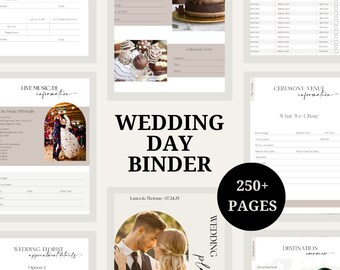 250+ Page Wedding Planner Binder Template | Canva Editable Bridal Organizer | Checklists, Budget, Vendors, Timeline & More