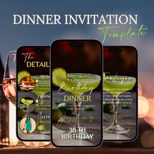 Digital Birthday Dinner invitation, Birthday Dinner, Digital Birthday Party Invite, Editable Template, Text, Birthday Party, text evite