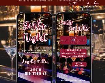 Ladies Night Out, Birthday Party Invitation, Girls Night Out Invitation, Bar Hopping, Ladies Night Out Party, Bachelorette Party Invite