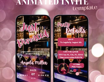 Digital Divorce Ladies Party Invite , Cocktail Friends Party, Funny Break Up Gift, Funny Divorce Invitation Instant Download Canva Template