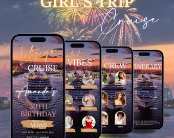 Birthday Cruise Itinerary Template, Digital Cruise Invitation Template, Travel Itinerary,  Birthday Invite, Carnival Cruise, Royal Caribbean