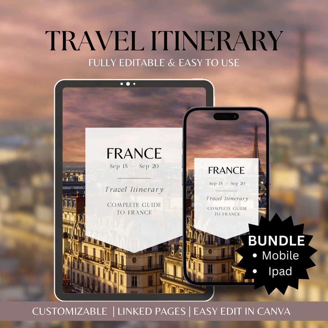 Editable Travel Itinerary Template Bundle | Trip Itinerary | Travel ...