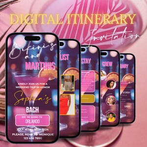 Digital Bachelorette Party Itinerary, Girls Trip Invitation, Travel Itinerary Template, Beach Bachelorette Trip, Bride To Be,Weekend Getaway