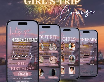 Birthday Cruise Itinerary Template, Digital Cruise Invitation Template, Travel Itinerary,  Birthday Invite, Norwegian, Royal Caribbean