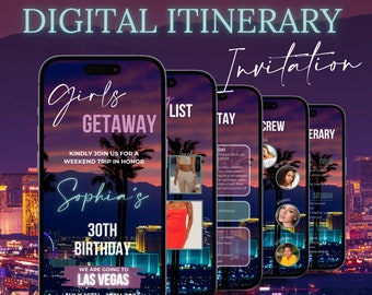 Editable Vegas Video Invite, Las Vegas Birthday, Vegas Bachelorette, Vegas Bachelor party, Canva Template, Video Template, Animated Evite