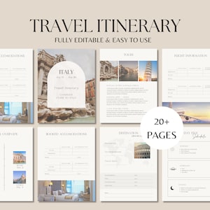 Editable Travel Itinerary Template | Trip Itinerary | Printable Travel Guide | Travel Agent Planner | Holiday Honeymoon Vacation Planner