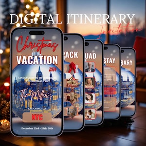 Digital Christmas Vacation Invitation Template, Christmas Trip Itinerary, Holiday Trip NYC Vacation Itinerary, Travel Planner itinerary