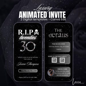Digital RIP 20s Party Invite RIP Twenties Party Invitation 30th E-Invite Death to Youth 30th Birthday Invitation 30th Birthday Goth Template