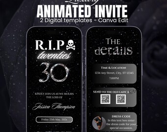 Digital RIP 20s Party Invite RIP Twenties Party Invitation 30th E-Invite Death to Youth 30th Birthday Invitation 30th Birthday Goth Template