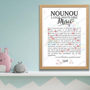 Affiche Merci Nounou – Cadeau Fin d’Année à Personnaliser