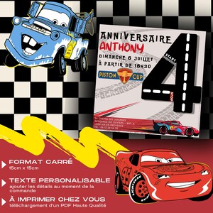 Carte d’anniversaire carrée – Thème Cars (Disney)