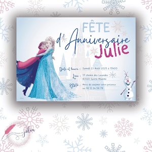 Carte d’anniversaire A5 – Thème Reine des Neiges (Elsa & Anna)