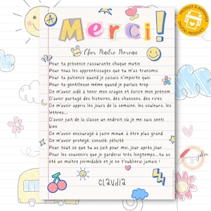 Thank You Teacher Poster | Printable End of Year Gift for Kindergarten