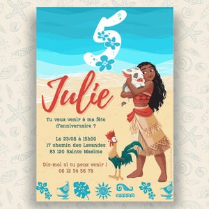 Carte d’anniversaire A5 – Thème Océan & Vaiana (inspiration)
