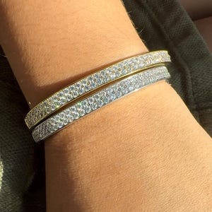 Double Row Pave Moissanite Bangle Bracelet