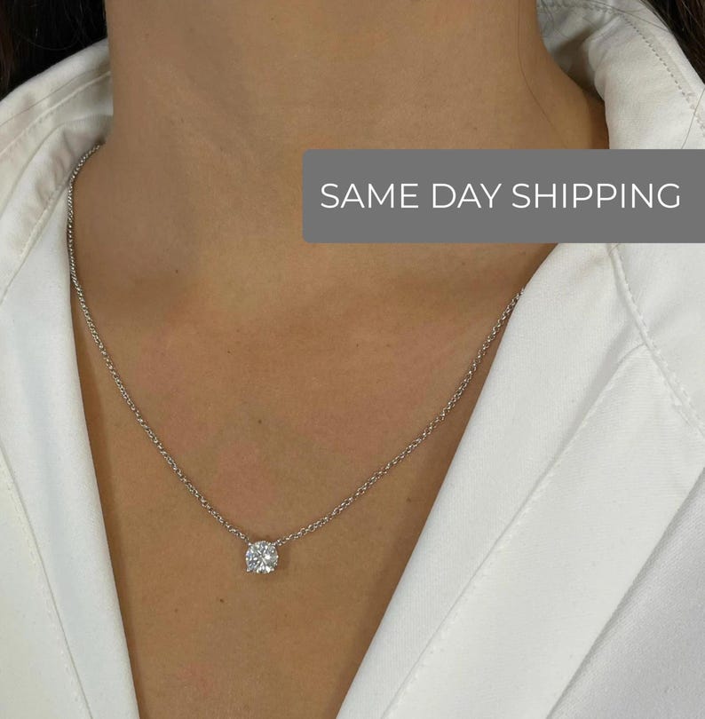 Moissanite Solitaire Necklace image 1