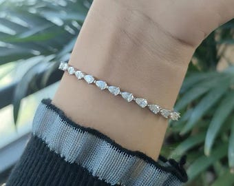 Pear Cut Moissanite Tennis Bracelet , Pear shape bracelet