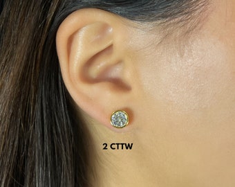 Moissanite Bezel Stud Earrings