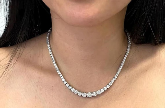 Moissanite Graduated Tennis Necklace Rivera Fine Tennis Necklace Diamonds Brilliant Tennis Necklace. Gradient Necklace Riviera Necklace Etsy