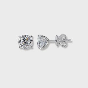 NEW AND IMPROVED. Moissanite Solitaire Stud Earrings that lay flat on the ear. Martini setting moissanite round studs image 3