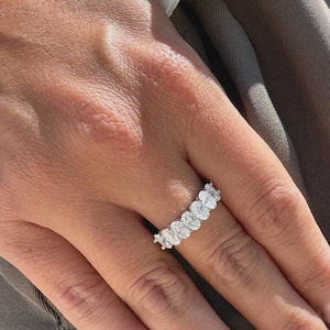 Oval Cut Moissanite Half Eternity Ring