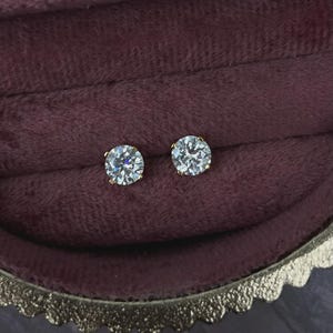 NEW AND IMPROVED. Moissanite Solitaire Stud Earrings that lay flat on the ear. Martini setting moissanite round studs image 4
