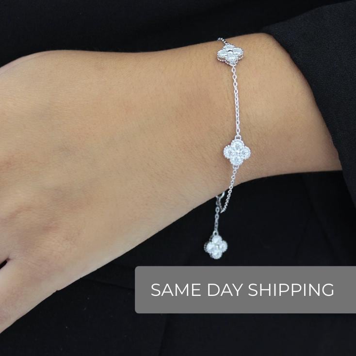 Black silver clover bracelet - Etsy 日本