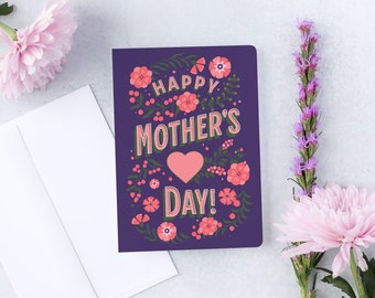 Floral Mother's Day Card, Card for Mom, Mother's Day Gift