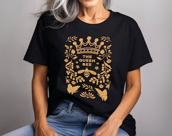 Queen Bee Tee Shirt, Soft Crew Neck T-shirt, Gift for Her