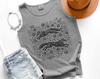 Floral Foxes Comfort Colors Tank Top