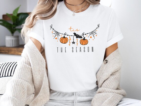 Halloween Tee Shirt, Pumpkin Season Shirt, Cute Halloween Gift Shirt, Tis the Season Tee Shirt