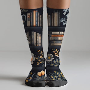 Cozy Socks for Readers, Cushioned Crew Socks, Gift for Reader, Book Lover