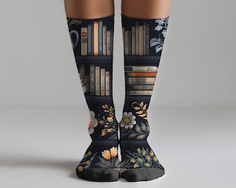 Cozy Socks for Readers, Cushioned Crew Socks, Gift for Reader, Book Lover