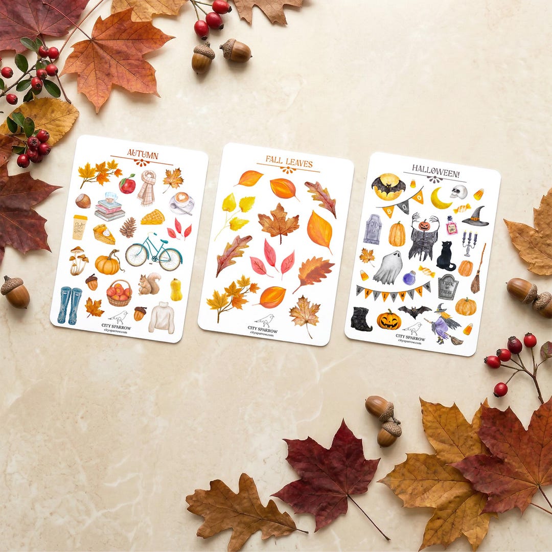 Autumn Sticker Sheet Bundle, Fall Planner Stickers - Etsy