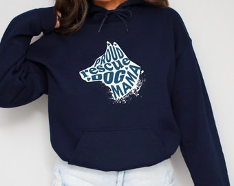 Rescue Dog Mama Hoodie in Navy, Sweatshirt for Dog Lovers, Dog Mom Gift