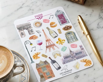Paris Sticker Sheet for Bullet Journals, Planners, Scrapbooking