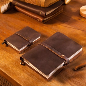 Carnet de notes personnalisé rechargeable en cuir, bloc-notes A6 A5 en cuir, bloc-notes quotidien avec porte-cartes, bloc-notes personnalisé pour femme et homme