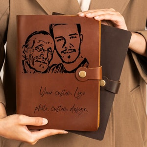 Personalized LEATHER JOURNAL for Men Notebook Cover Custom Engraved Graduation Groomsmen Gifts for Him Dad Boyfriend Gift for Women Her Mom