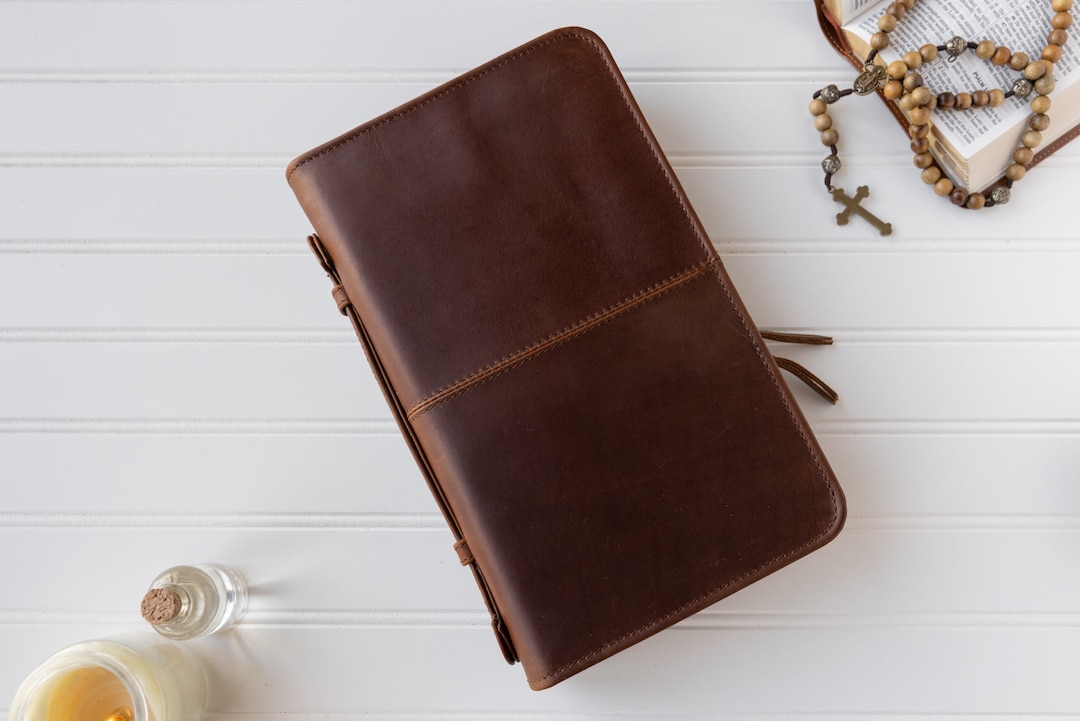 Personalized Leather Bible Cover, Engraved Leather Book Cover, Custom