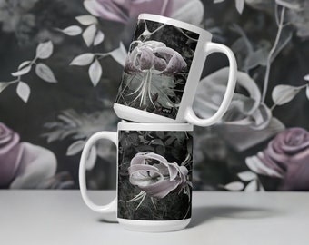 Pink Tiger Lilies Mug - 15 Oz Floral Ceramic Mug - Flower Coffee Mugs, Flower Tea Cups, Gifts for Mom, Gifts for Her, Gifts for Home
