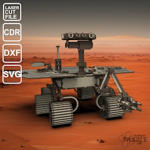Marsjański łazik Spirit. Lasser Cut File .cdr, .dxf, .svg, .ai. Plik 3d puzzle. Drewniany konstruktor. Ruchome części.